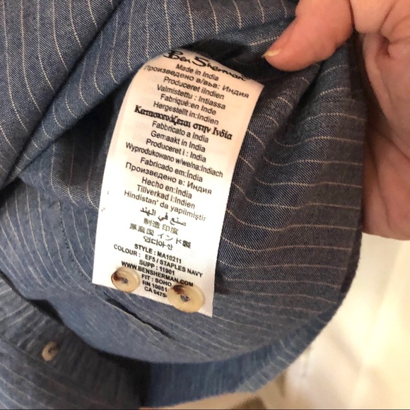 Blue & White Striped Ben Sherman Button Up Shirt - Picture 4 of 7